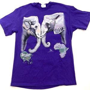 Vintage 1992 Harlequin CRES Elephant Africa Asia Double-Sided Adult Sz M T-Shirt
